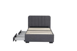 Twin Size Platform Bed Frame with 2 Storage Drawers and Headboard with USB, Linen Fabric Simple W1670P255482
