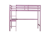 ZUN Twin High Loft Bed, Rubber Wood Loft Bed with Safety Guardrail, built-in desk, ladder,Pink W504P206981