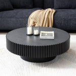 ZUN BLACK MDF coffee table 39.37inch Modern Handcraft Drum Coffee Table Round Wood Coffee Table for W876P188695