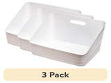 (3 pack) Wide Slanted Flexible Closet Organizer Bin with Handle, White Plastic 54451229