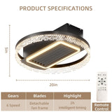 20inch Modern Leafless Ceiling Fan with Remote Control Removable and Washable, Reversible Motor W1962115178