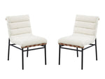 ZUN Lahni White Boucle Fabric Set of 2 Dining Chair with Black Iron Legs B061P234546