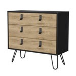 ZUN Black and Macadamia 3-Drawer Dresser B062P175199