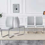 ZUN Luxury Simple Arch Chair - Set of 4 Light Gray PU Material High Resilience Dining Chair with Arched W1151P154861