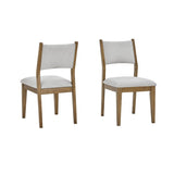 Darla Set of 2 Walnut Oak Dining Side Chairs with Light Gray Fabric B061P353761
