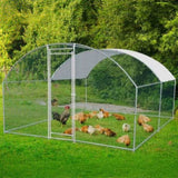 10 x 10 ft Large Metal Chicken Coop, Walk-in Poultry Cage Chicken Hen Run House with Waterproof 27105050