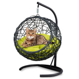 Cat Swing Bed with Stand & Cushion, Cat Egg Chair with Rattan Wicker Appearance, Indoor Hanging 66932543