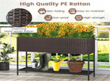 Brown PE Rattan Elevated Planter with Lower Shelf, 101.630.4871.12cm Raised Garden Bed with 77042175