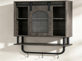 Farmhouse Industrial Wall Mounted Bathroom Cabinet with Sliding Fluted Door, 3Tier Storage 99577760