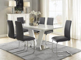 Sleek Contemporary Style Side Chairs Set of 2, Gray Faux Leather Diamond Pattern Stitching Chrome B011P220983