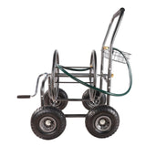 ZUN Garden Hose Reel Cart - 4 Wheels Portable Garden Hose Reel Cart with Storage Basket Rust Resistant W227P194231