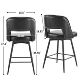 2 Pcs Black PU Swivel Bar Stools with Open Backrest & Metal Legs 03553805