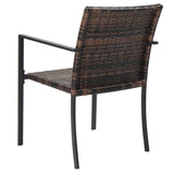 ZUN Set of 2 Stackable Outdoor Wicker Patio Dining Chairs, All-Weather Firepit Armchair with Armrests, 80539586