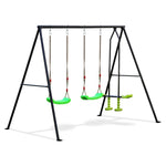 ZUN Swing Sets for Backyard 550LBS 3 Seat,et Outdoor for Kids, Swing Set with Glider, 2 Blet 79370254