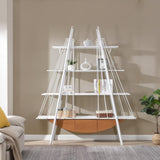 Sailboat-Inspired Bookshelf, 70.87 inch Industrial 4-Tier Open Storage Shelf with Drawer, Wooden & W2317P253454