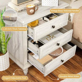 Retro white P2 particle board with 3D paper solid wood legs 63*44.5*68.5CM three drawers bedside 88604508