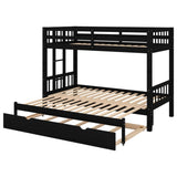 ZUN Twin over Pull-out Bunk Bed with Trundle, Espresso 88136488