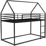 Twin over Twin House Bunk Bed with Built-in Ladder,Black WF283080AAB