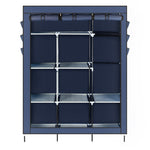 ZUN 69" High-leg Non-woven Fabric Assembled Cloth Wardrobe Dark Blue 48617432