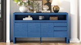 U_Style 60" 3-Door Sideboard with 3 Drawers - Modern Solid Ash Veneer MDF Sideboard, Semi-Open Shelf N711P289141V