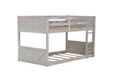 Twin over Twin Floor Bunk Bed Panelled Headboard and Footboard, Solid Rubber Wood Foundation W504P263832