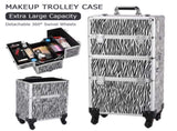 3 in 1 Aluminum Cosmetic Makeup Case Tattoo Box White Zebra Print 25171058