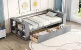 Twin Size Daybed with Shelves and Drawers, Gray WF324220AAE