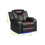 ZUN Benz LED & Power Recliner Chair Made With Faux Leather in Black 659436350137