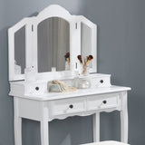 ZUN Sanlo Wooden Vanity Make Up Table and Stool Set, White T2574P162839