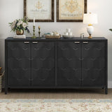U_STYLE Luxurious Four-Door Sideboard with Honeycomb Patterned Doors, Offering Ample Storage for N711P187044B