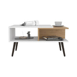 Aranjuez 29" Wide Coffee Table with Three Shelves, Rectangular, Living Room White - Natural Oak B200P253750