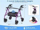 2-in-1 Rollator Walker with Seat , 8-Inch Large Wheels & Versatile Braking System, 15862694