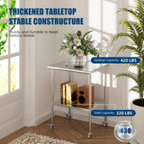 Stainless Steel Table 24 x 30 Inches Metal Work Table Adjustable Undershelves With wheels for W1192P326239