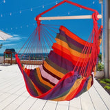 Hammock Hanging Canvas Porch Patio Swing Seat Portable Camping Rope Seat Wooden Stick Hammock 93130373