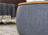 Round Storage Ottoman, 2 in 1 Function, Work as End table and Ottoman, Dark Grey W48735178