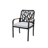 Outdoor Patio K/D Aluminum Stationary Dining Chairs 2PCS with Outdoor-grade Sunbrella Fabric W1886P272372