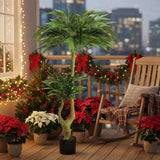 5FT Tall Artificial Plant Fake Potted Willow Tree Faux Green Silk Black Potted Plant for Indoor Home 04716653