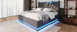 Full size Upholstered, 360 surround LED function, Buttons/Apps/Remote Control, hydraulic storage N736P188806G