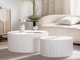 Nesting Coffee Table Set of 2 Round Wooden Coffee Tables Circle Modern Table for Living Room Bedroom W3081P315304
