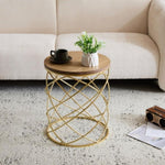 ZUN Golden Side table [MDF TOP+ METAL FRAME] N770P234470G