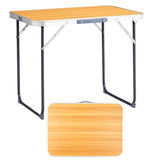 2.3ft Aluminum Camping Folding Table wood grain color 45552990