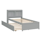 Twin Bed with Trundle,Bookcase,Grey W50440495