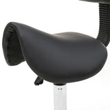 Saddle Shape Adjustable Salon Stool with Back Black 77528035