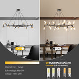 Black & Golden Modern Chandelier Light Fixture, Branch Design with Frosted Tubes, Black Cords, W1340P233171