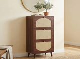 Rattan-covered 3-drawer shoe cabinet, particleboard, 54*24*135 cm, brown 32169845