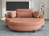 A 51-inch orange corduroy sofa with two throw pillows, a waist pillow and an extra tray is W1658P143718