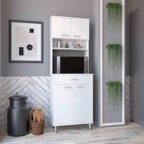 Pantry Cabinet 67" H, Four Doors, One Drawer, Three Internal Shelves, 2 External Storage Shelves, B097133019