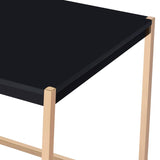 ZUN Black and Gold Writing Desk with USB Ports B062P184569