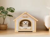 FSC Solid Cedar Pet House Cream Yellow Cabin Style Indoor Shelter for Small Dogs & Cats W3799P381058