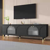 ON-TREND Contemporary TV Stand Adjustable Shelves for TVs Up to 78'', Stylish Media Console WF325998AAB